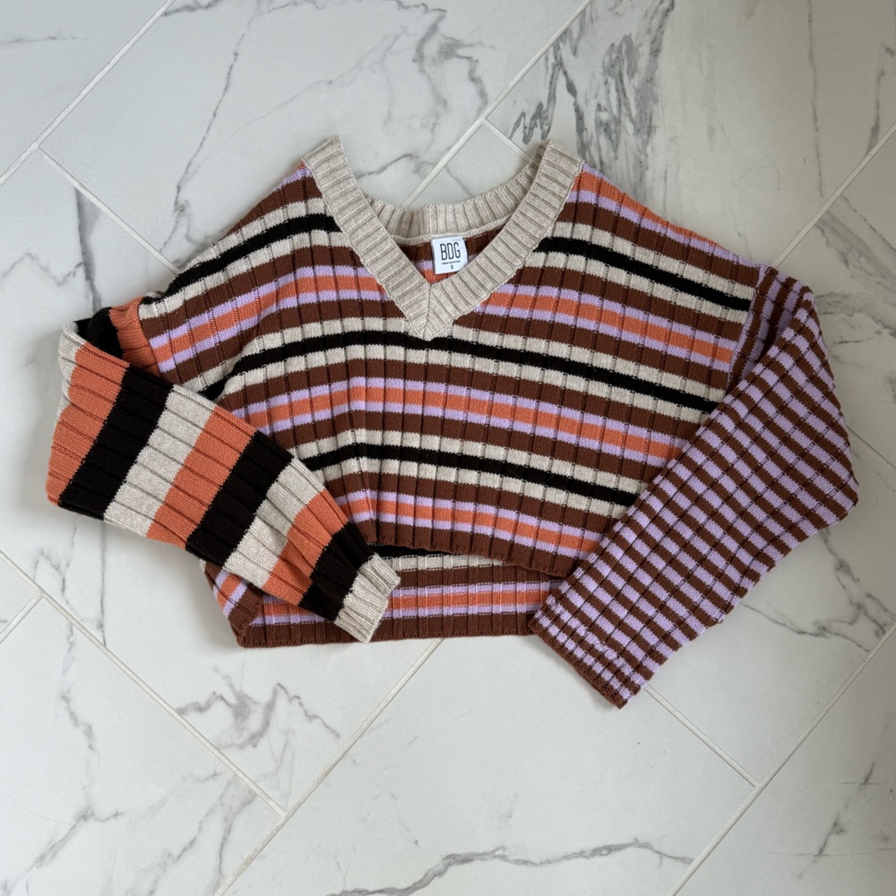 Urban Outfitters Cropped Sweater Striped Women Size Small Excellent Condition